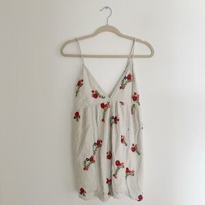 Urban Outfitters Cream Embroidered Floral Cami Romper Size M